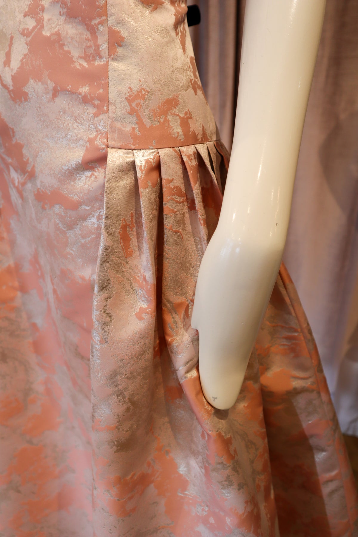 Malva Dress | Rose Gold Abstract Jacquard