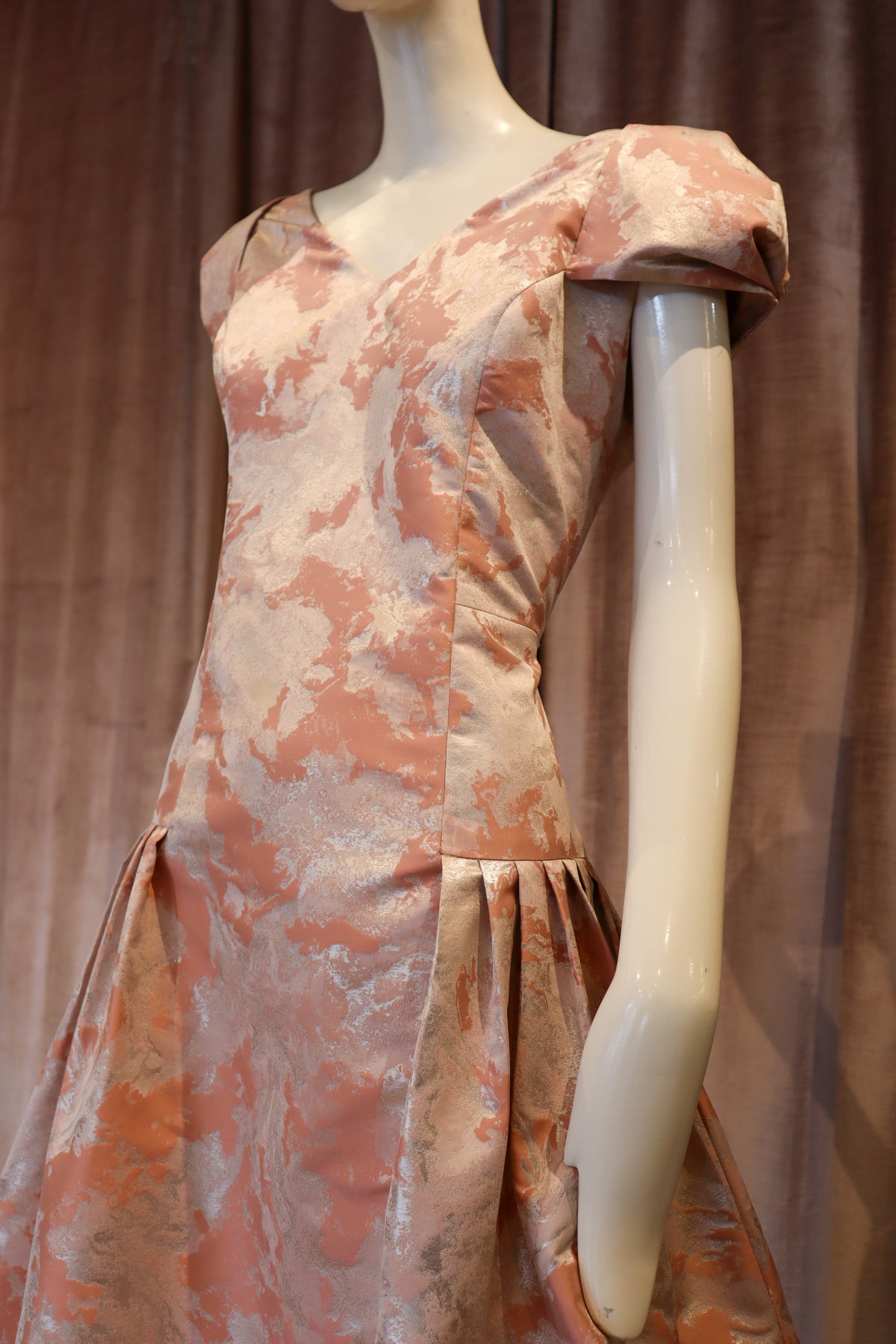 Malva Dress | Rose Gold Abstract Jacquard
