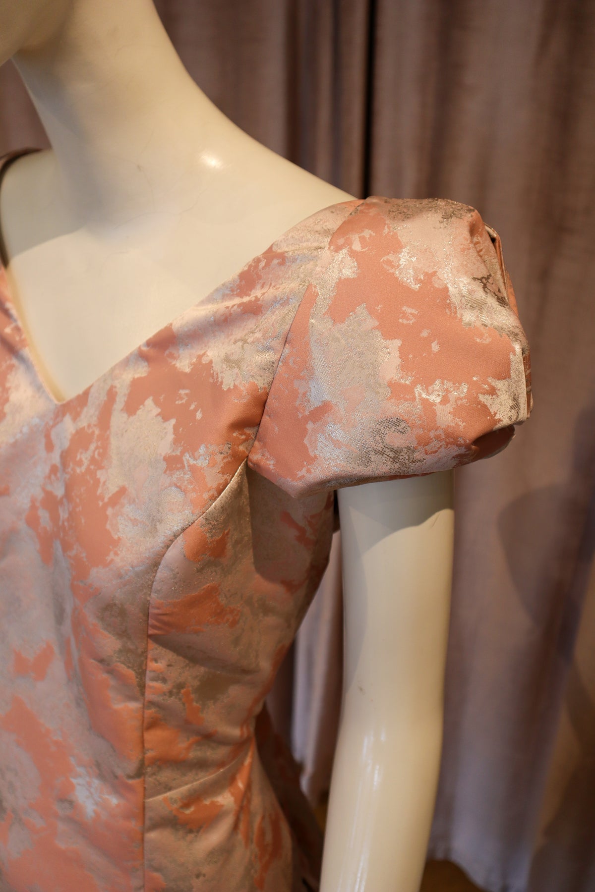 Malva Dress | Rose Gold Abstract Jacquard