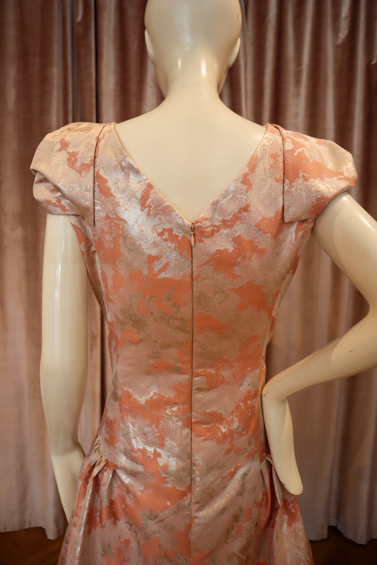 Malva Dress | Rose Gold Abstract Jacquard
