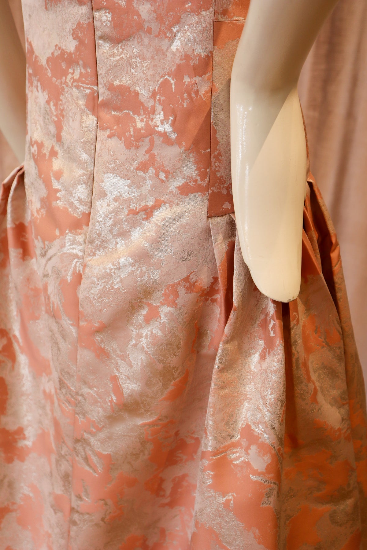 Malva Dress | Rose Gold Abstract Jacquard