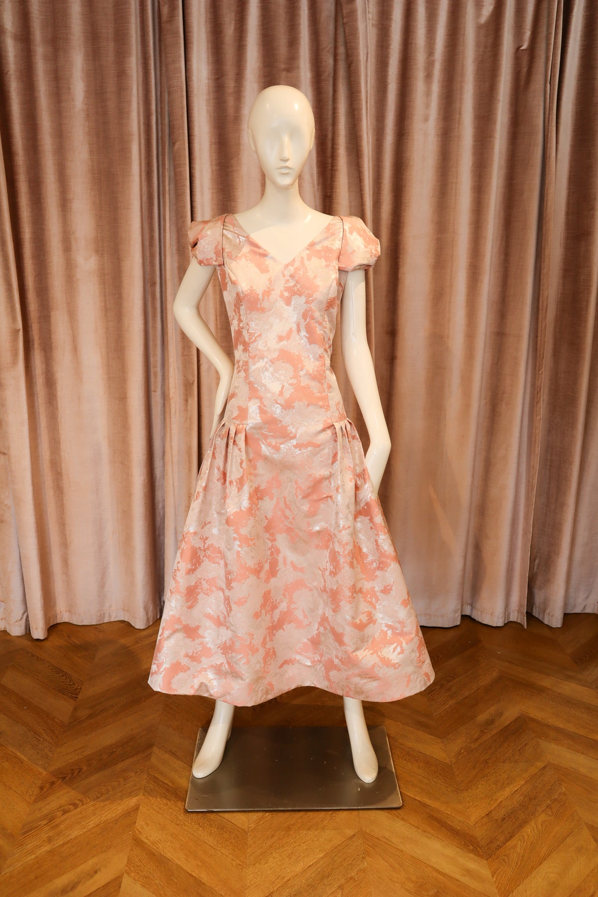 Malva Dress | Rose Gold Abstract Jacquard