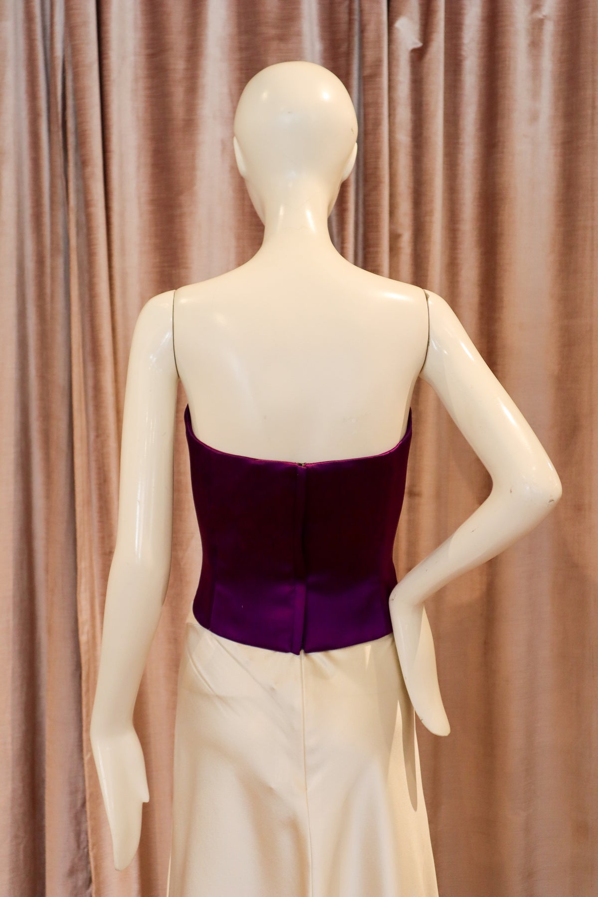 Rivulet Draped Bustier Top | Crepe Back Satin | Indigo