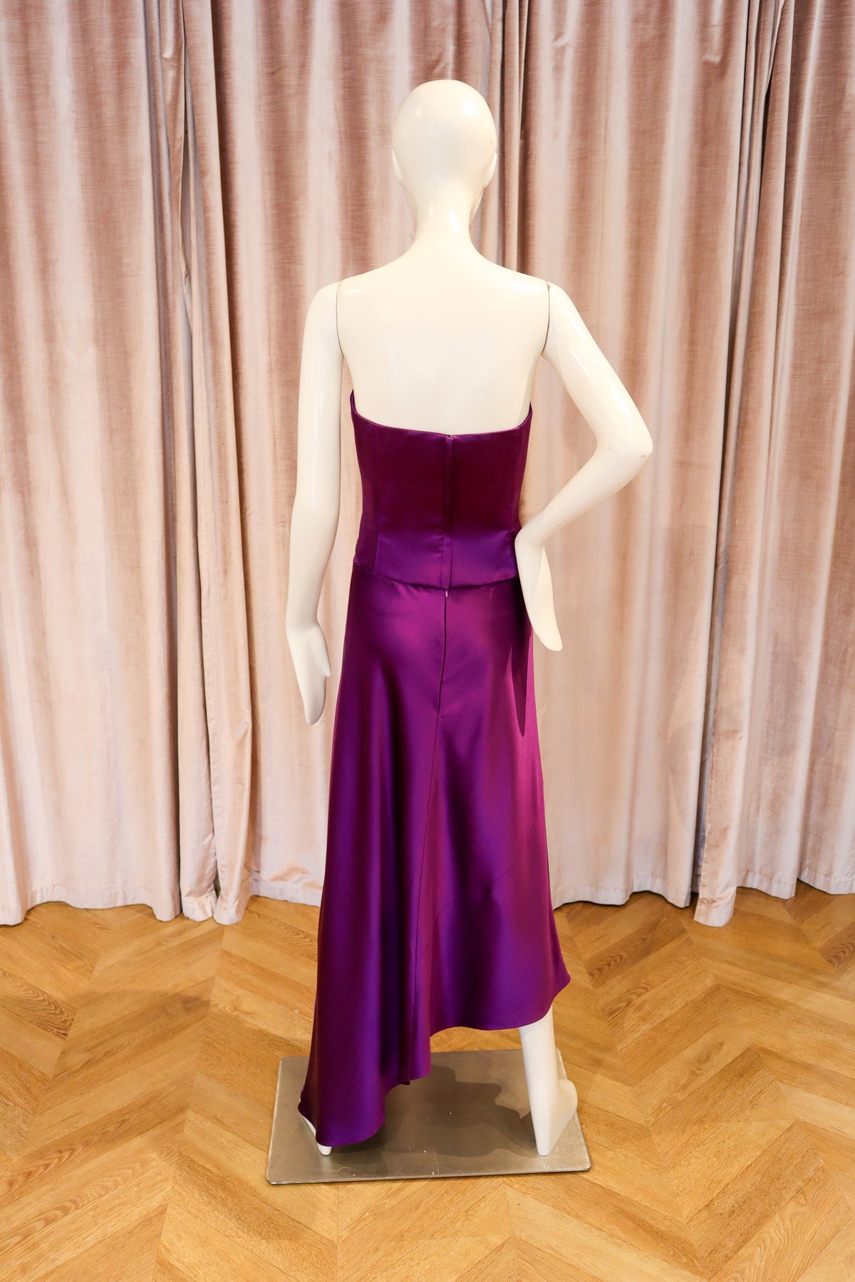 Rivulet Draped Bustier Top | Crepe Back Satin | Indigo