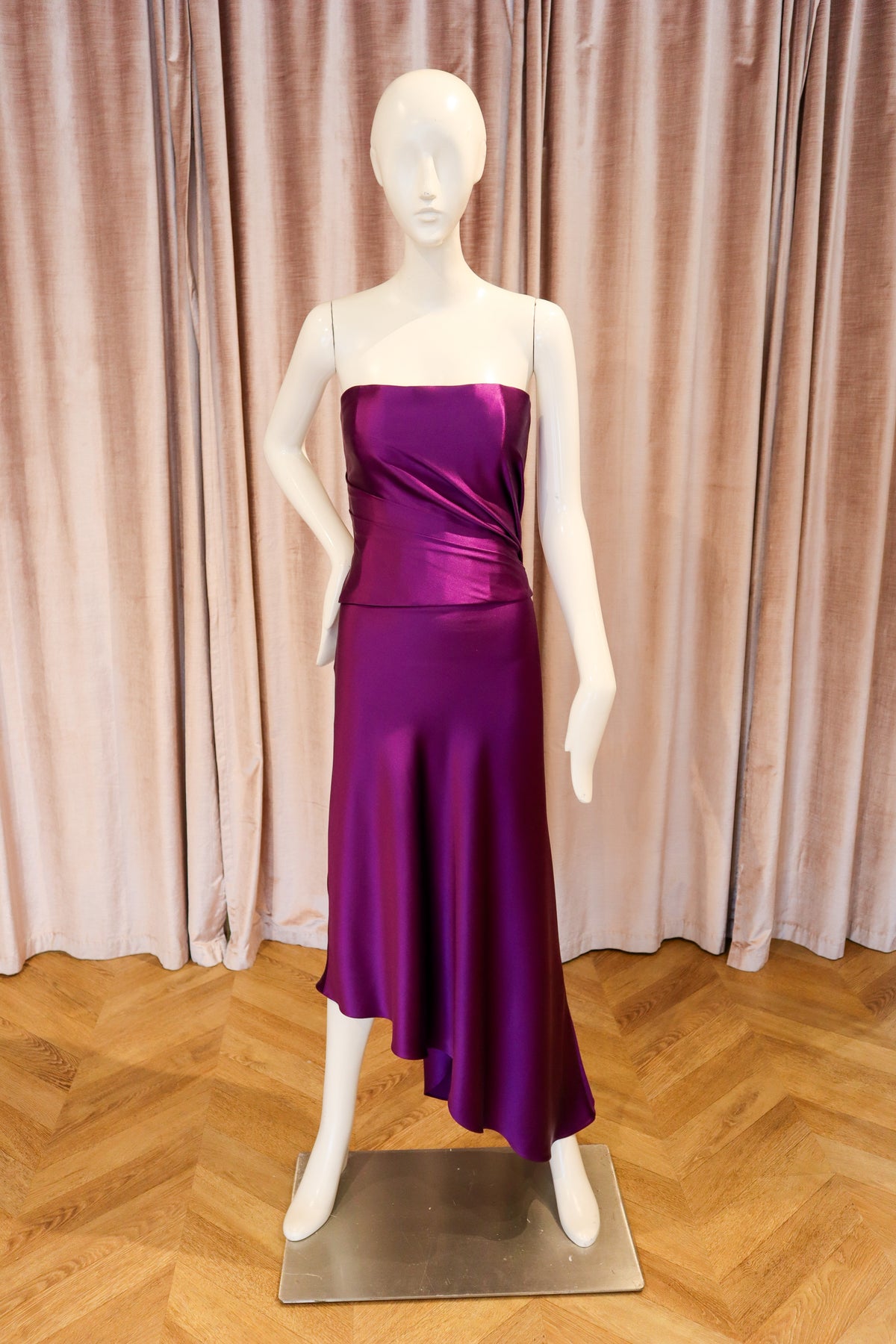 Rivulet Draped Bustier Top | Crepe Back Satin | Indigo