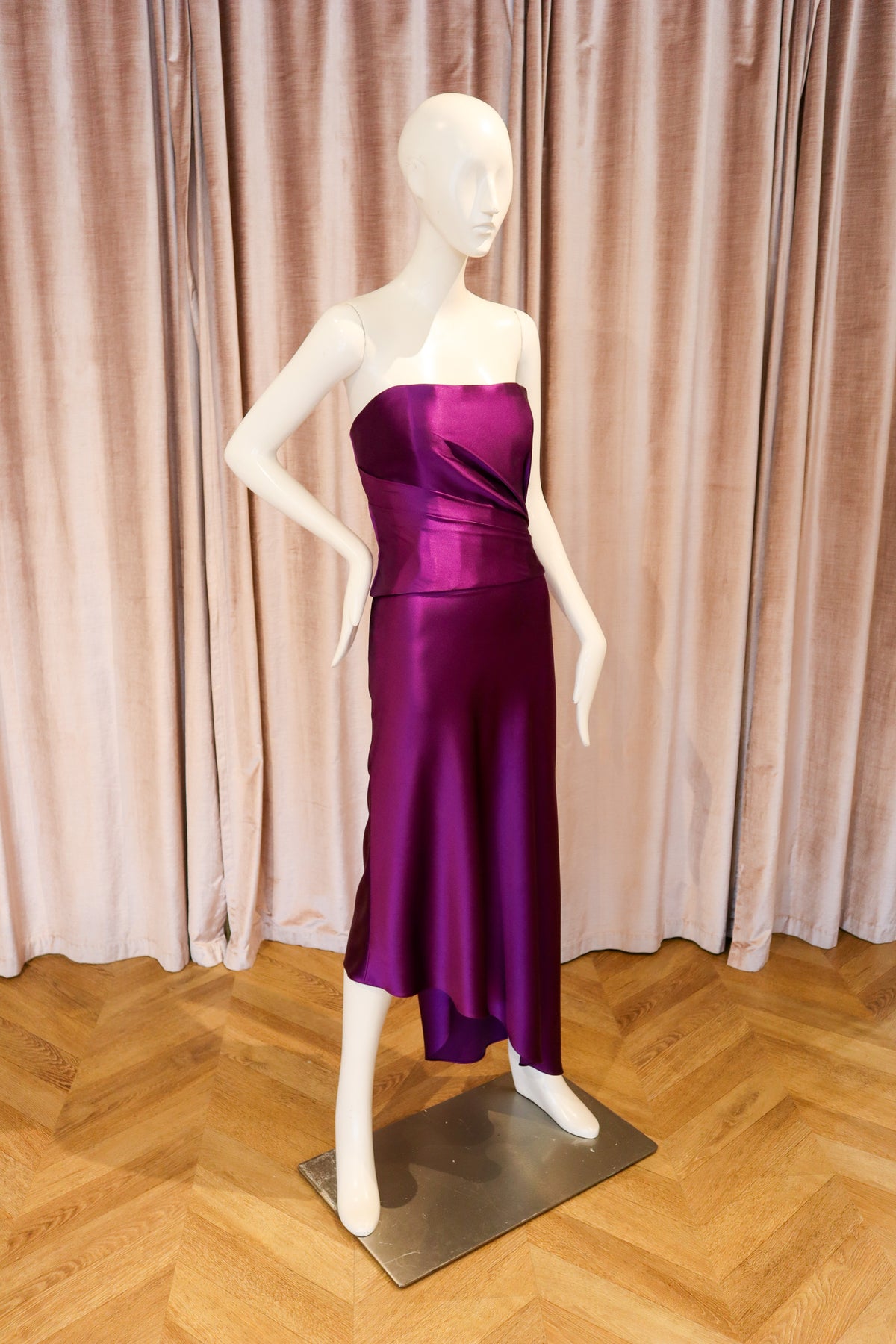 Rivulet Draped Bustier Top | Crepe Back Satin | Indigo