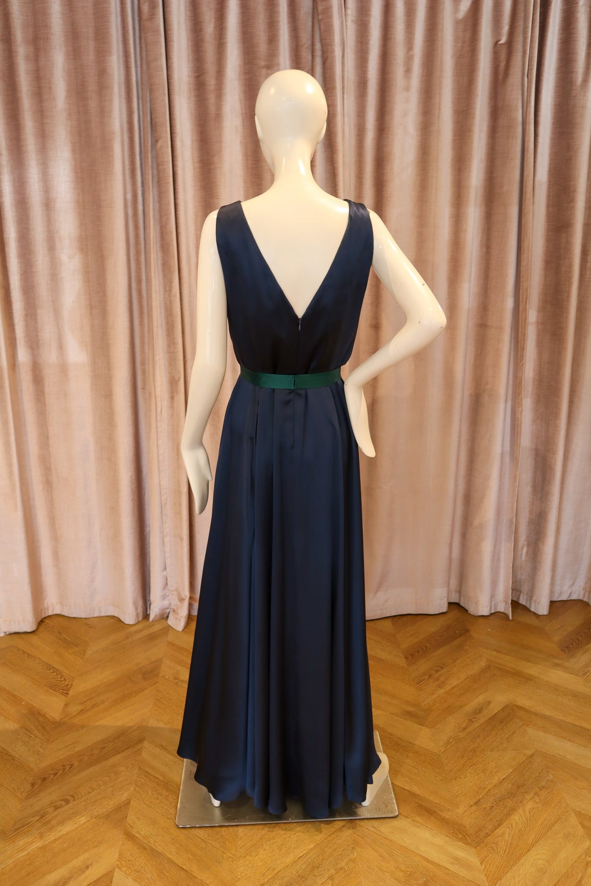 Madeline Gown | Silk Charmeuse | Navy and Mallard