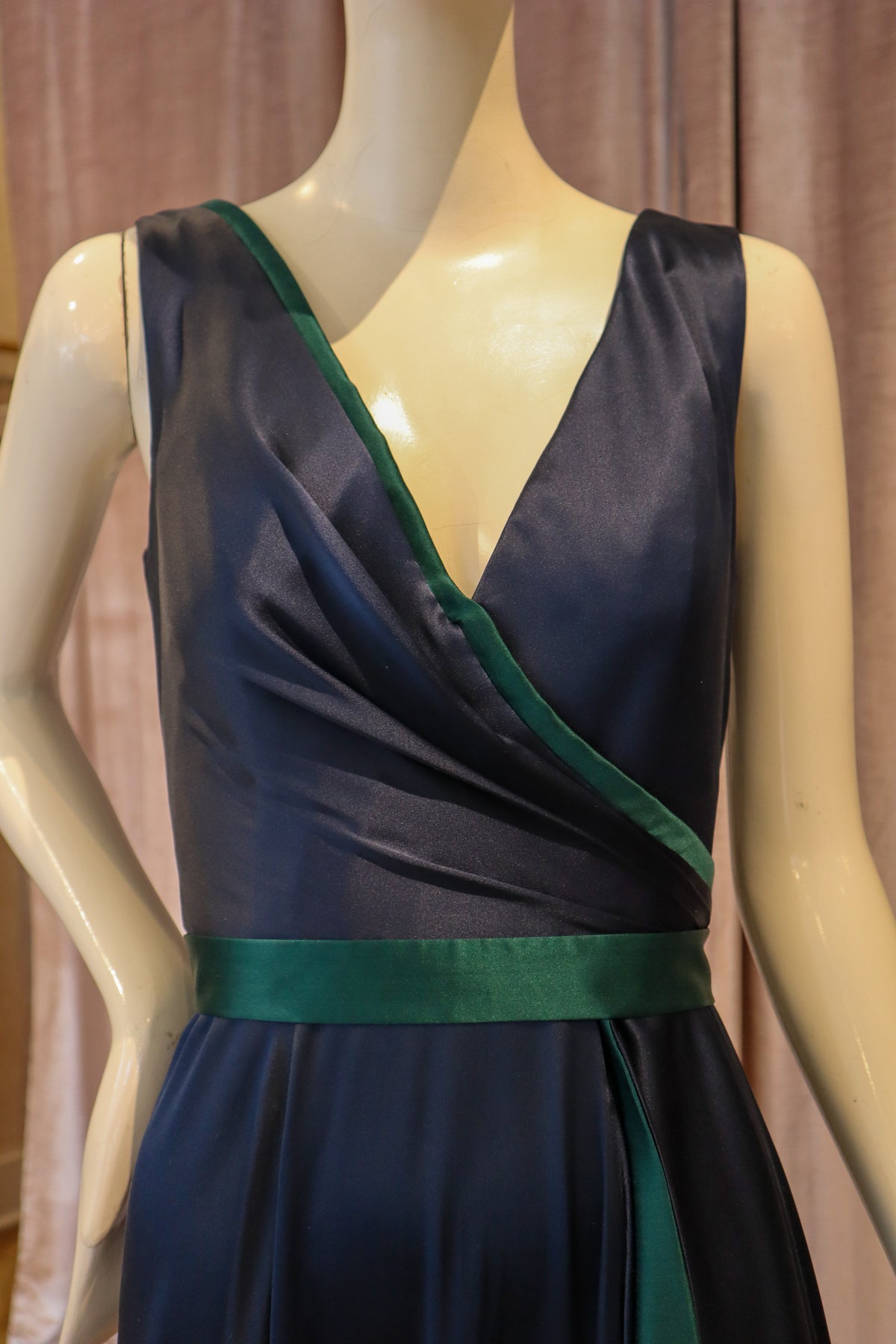 Madeline Gown | Silk Charmeuse | Navy and Mallard
