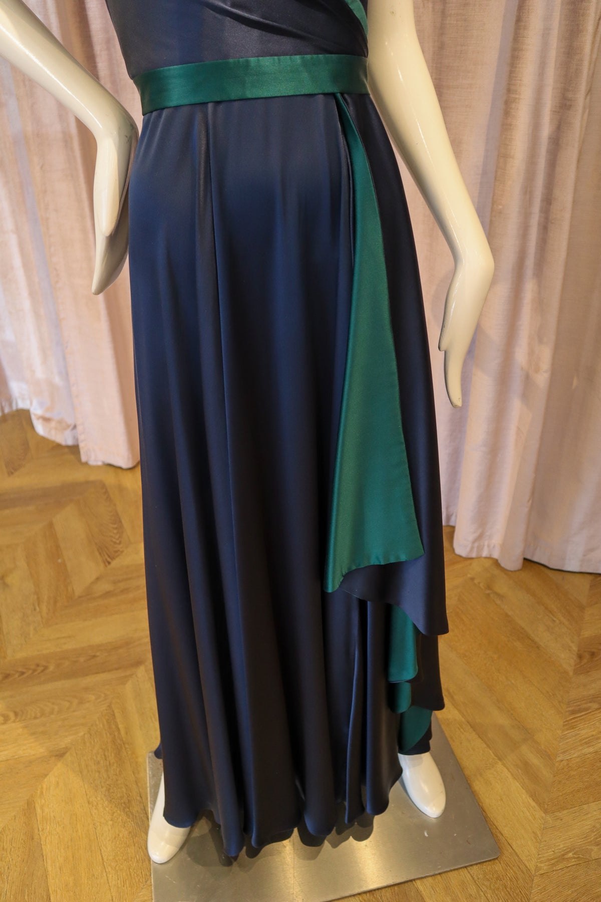 Madeline Gown | Silk Charmeuse | Navy and Mallard