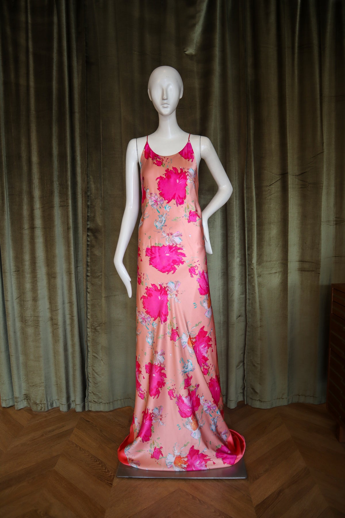 Mars Gown | Bold Peony Silk Charmeuse