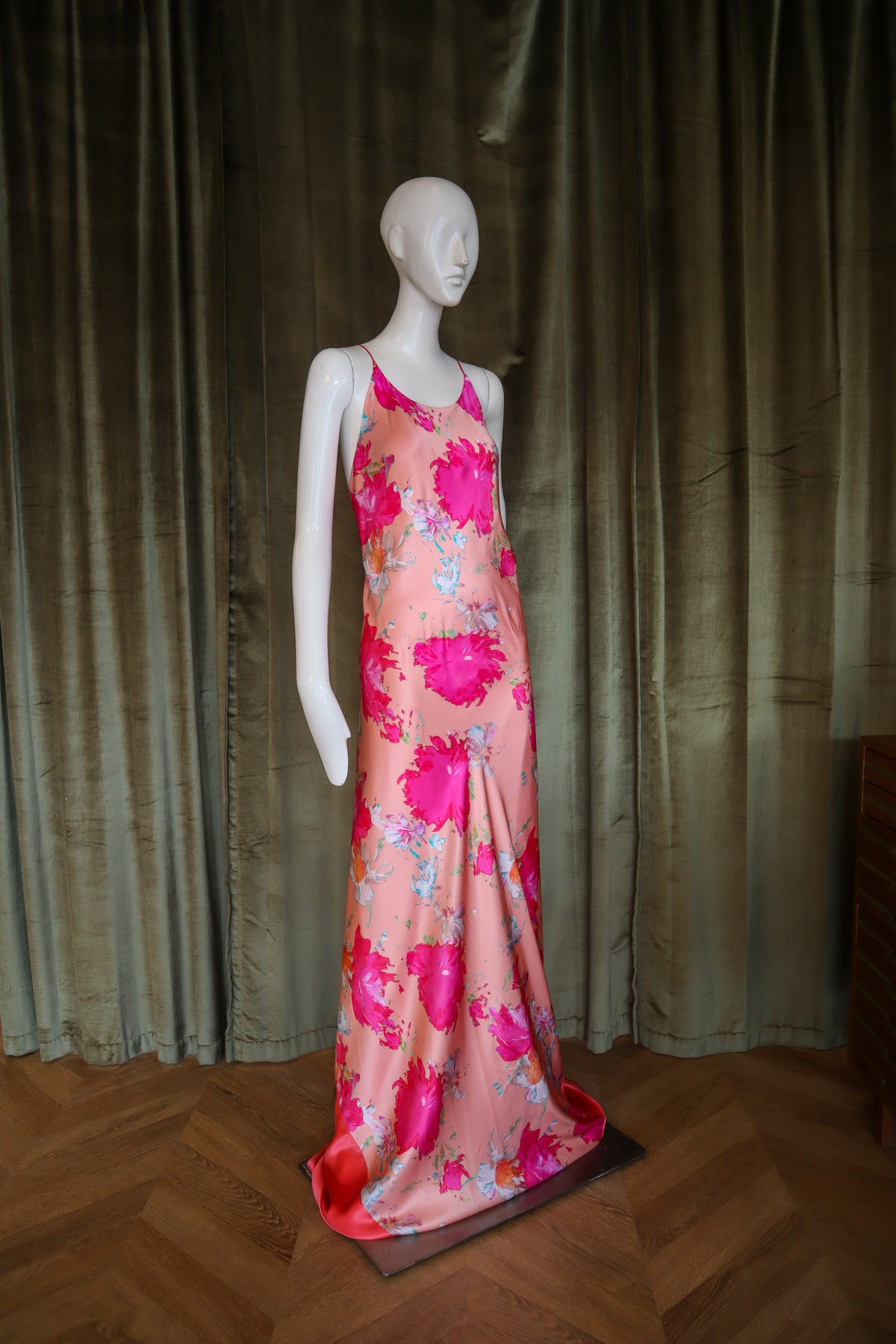 Mars Gown | Bold Peony Silk Charmeuse