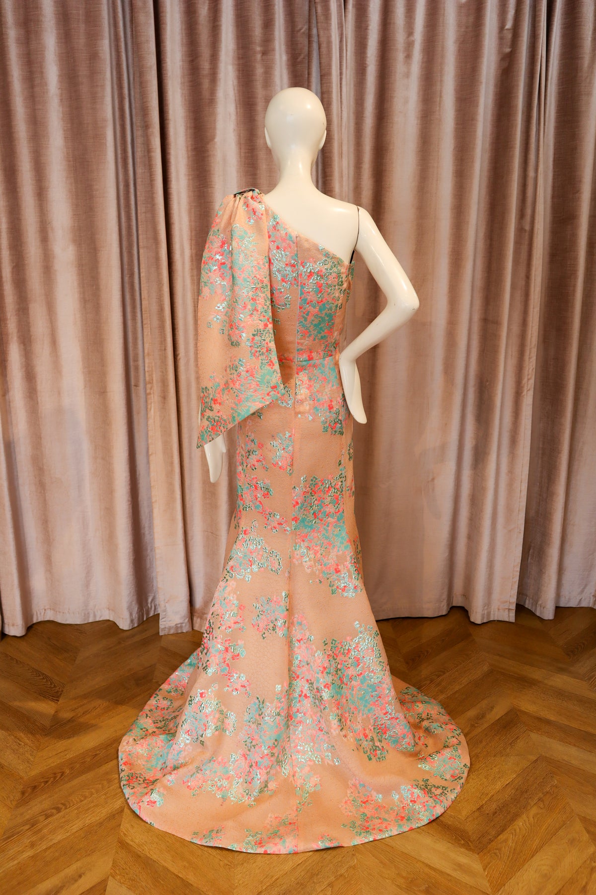 Cassie Gown | Floral Coral Jacquard