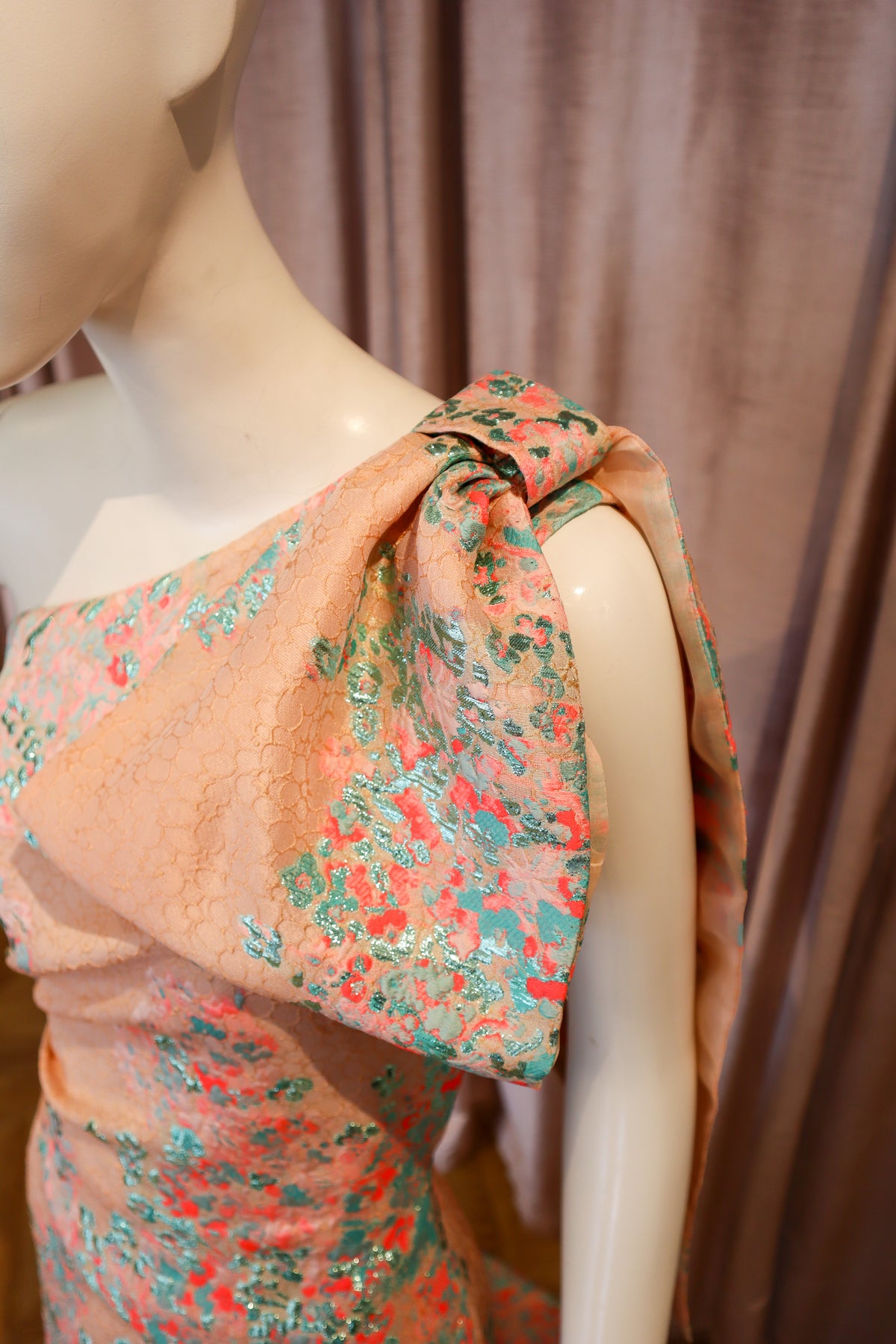 Cassie Gown | Floral Coral Jacquard