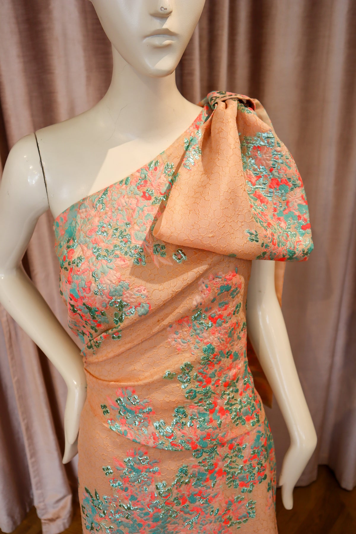 Cassie Gown | Floral Coral Jacquard