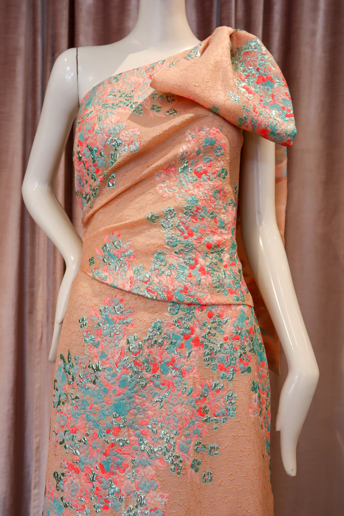 Cassie Gown | Floral Coral Jacquard