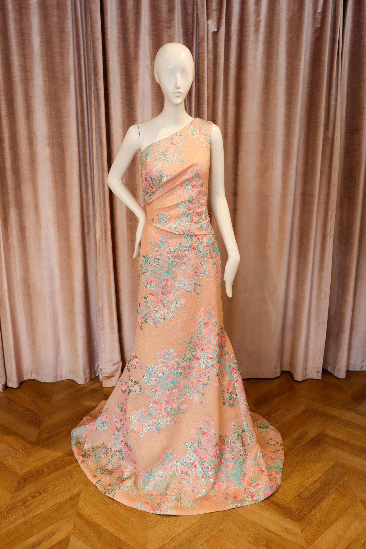 Cassie Gown | Floral Coral Jacquard