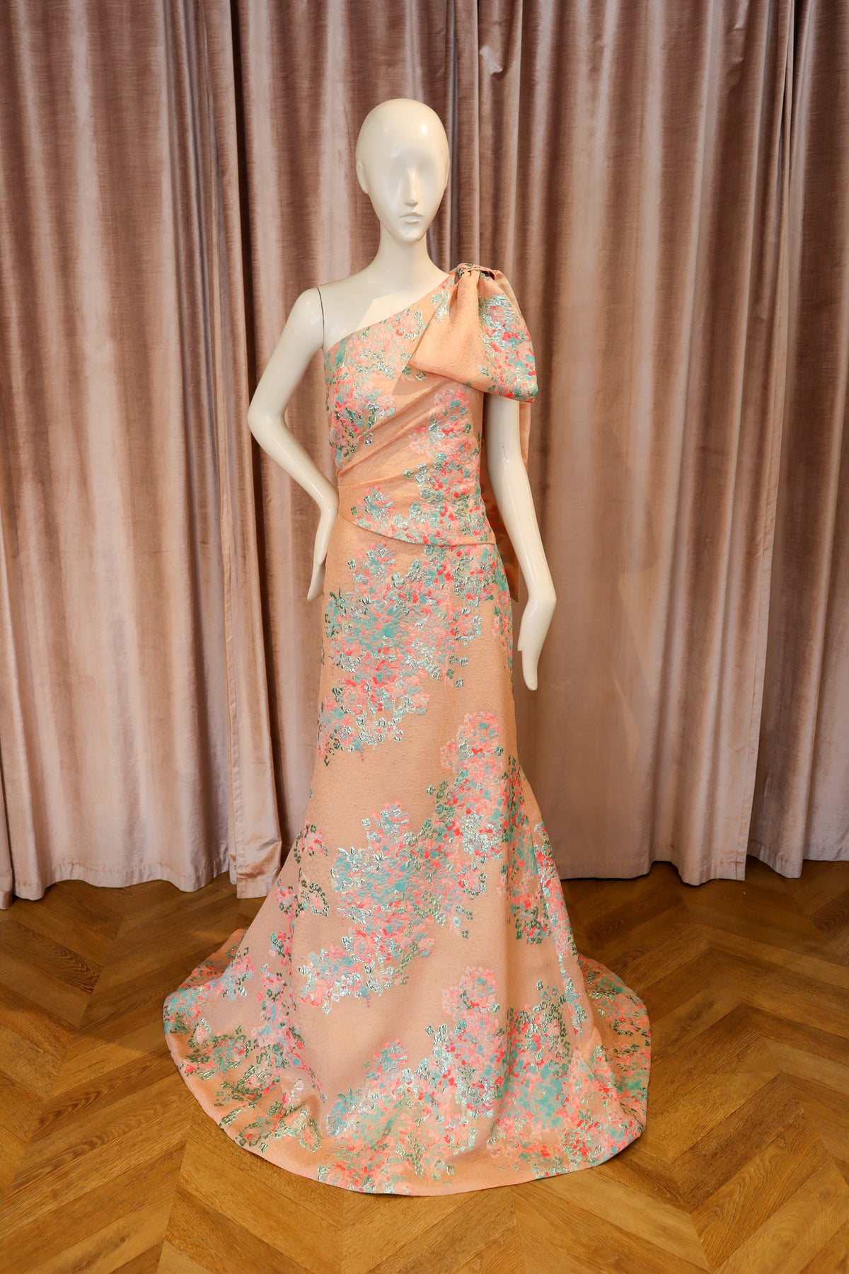 Cassie Gown | Floral Coral Jacquard