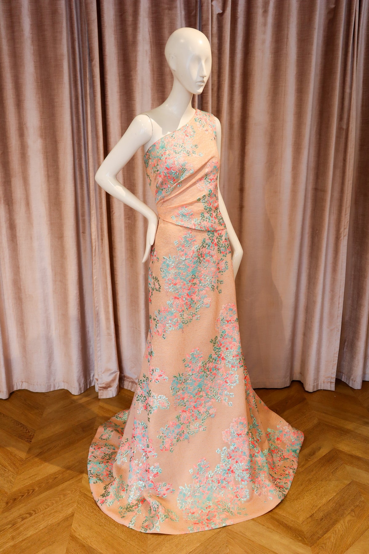 Cassie Gown | Floral Coral Jacquard