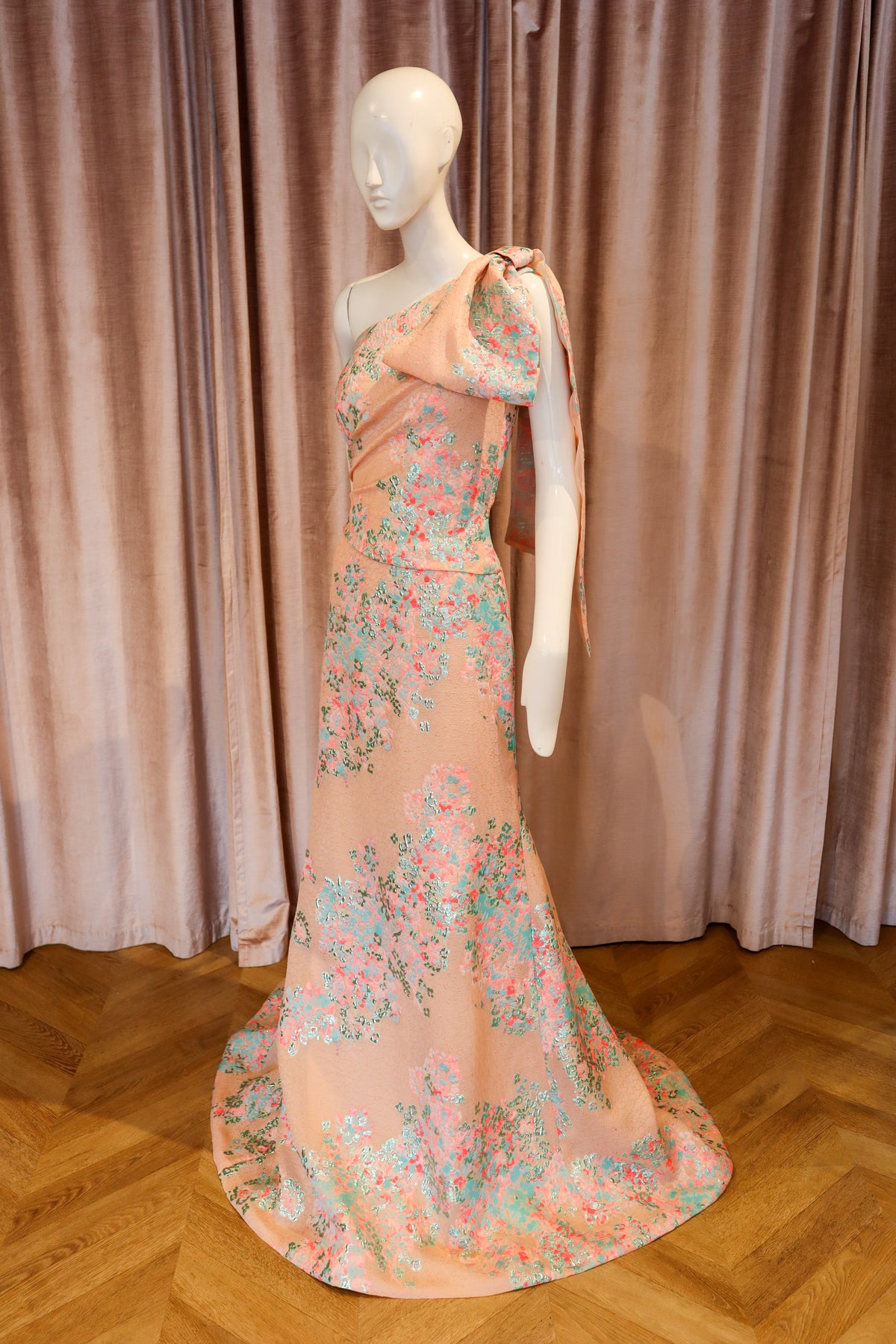 Cassie Gown | Floral Coral Jacquard