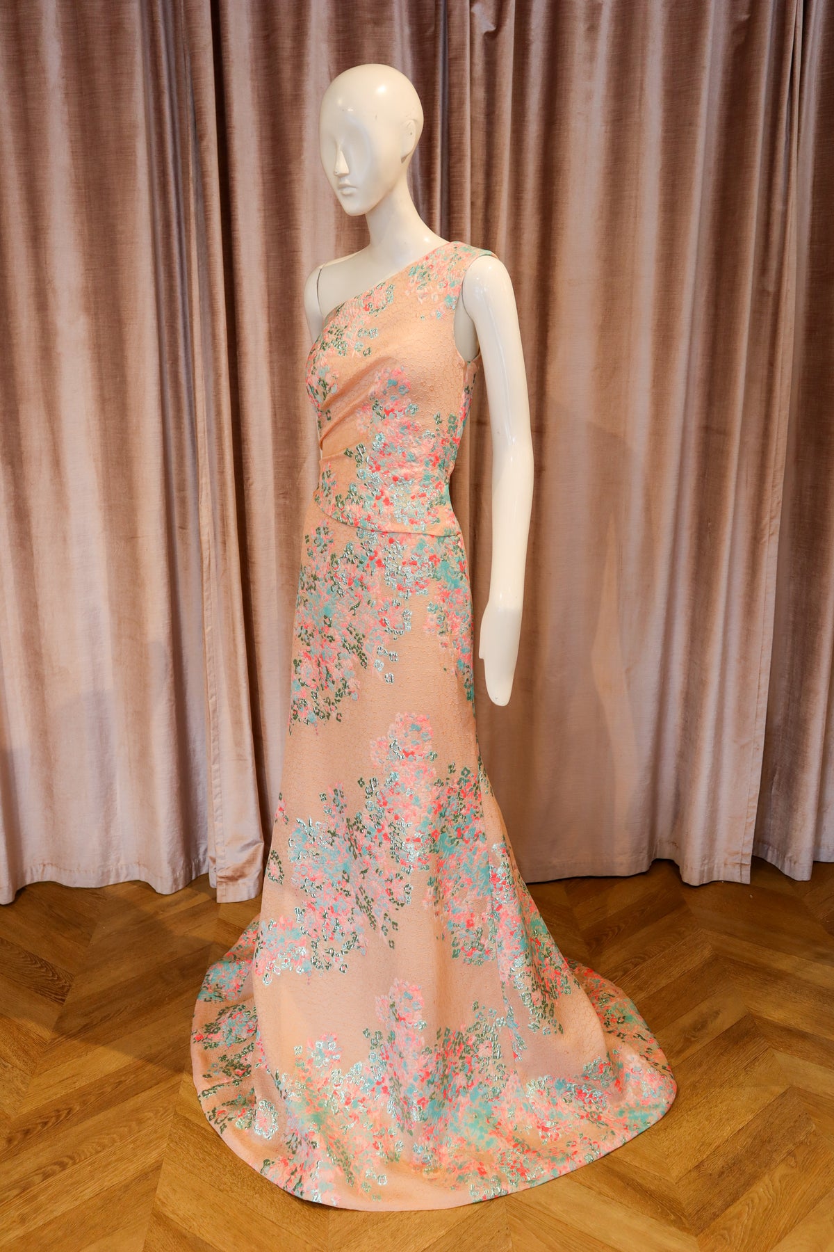 Cassie Gown | Floral Coral Jacquard