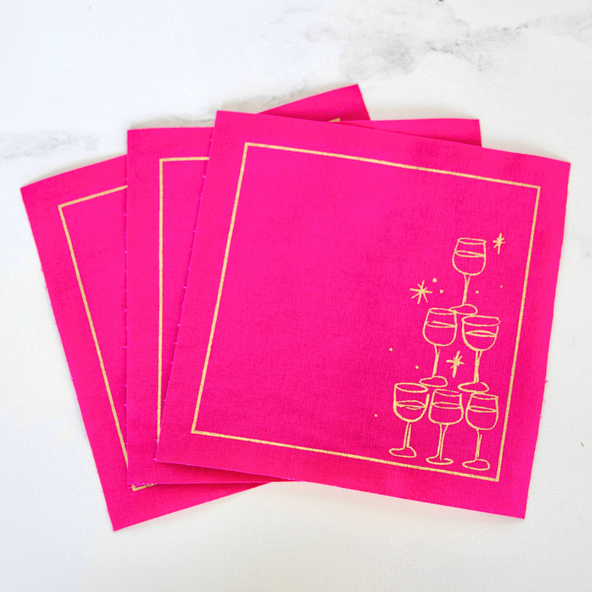 Cocktail Napkins | Golden Bubbles (Pink) | Toasting With Tara
