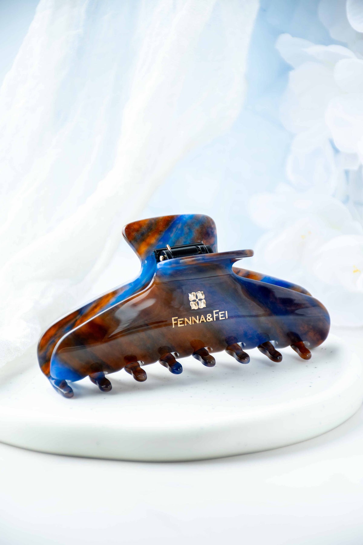 Glamour Grip Wave Claw | Blue Jasper - Blue Brown Orange | Fenna&Fei