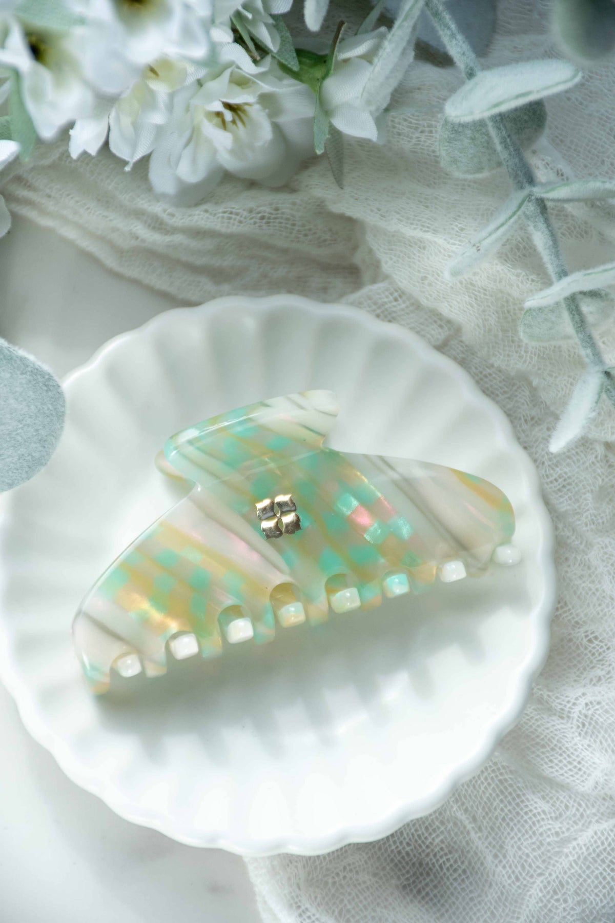 Glamour Grip Mini Claw | Desert Opal - White Green Iridescent | Fenna&Fei