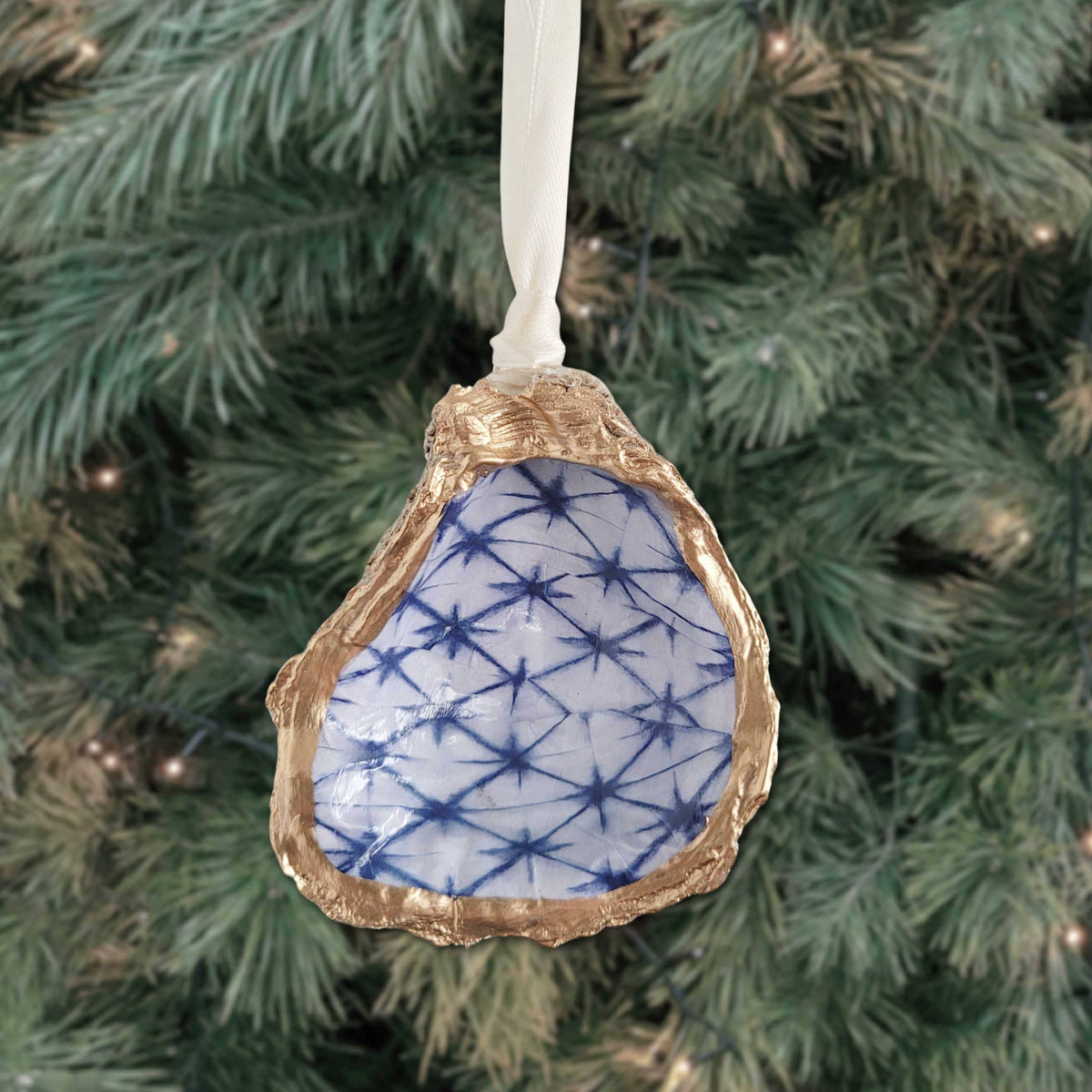 Oyster Shell Christmas Ornament | Shibori Print | Algiers Point Oyster Co.