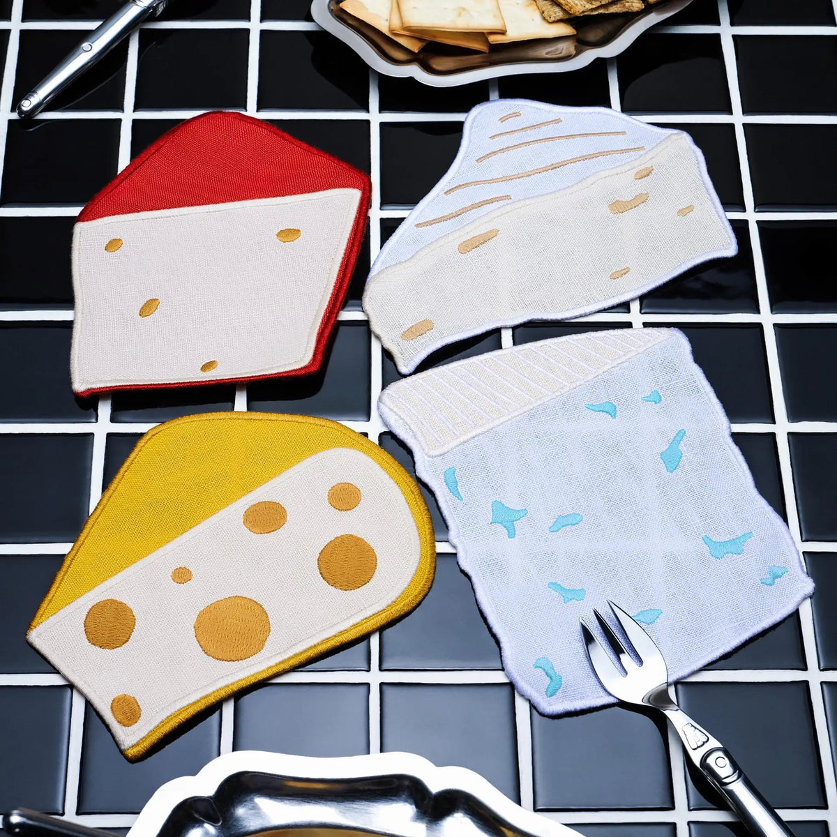 Cocktail Napkins | Set of 4 | Cheese | Piecework