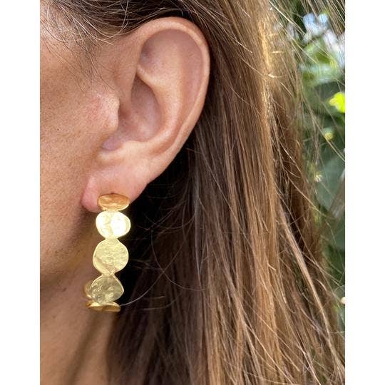 Earring | Mini Flat Disc Hoops - Gold | Karine Sultan