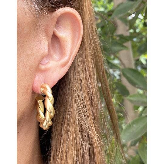 Earring | Twisted Braid Hoop - Silver | Karine Sultan