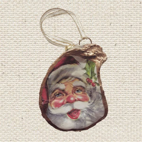 Oyster Shell Christmas Ornament  | Jolly Santa | Algiers Point Oyster Co.