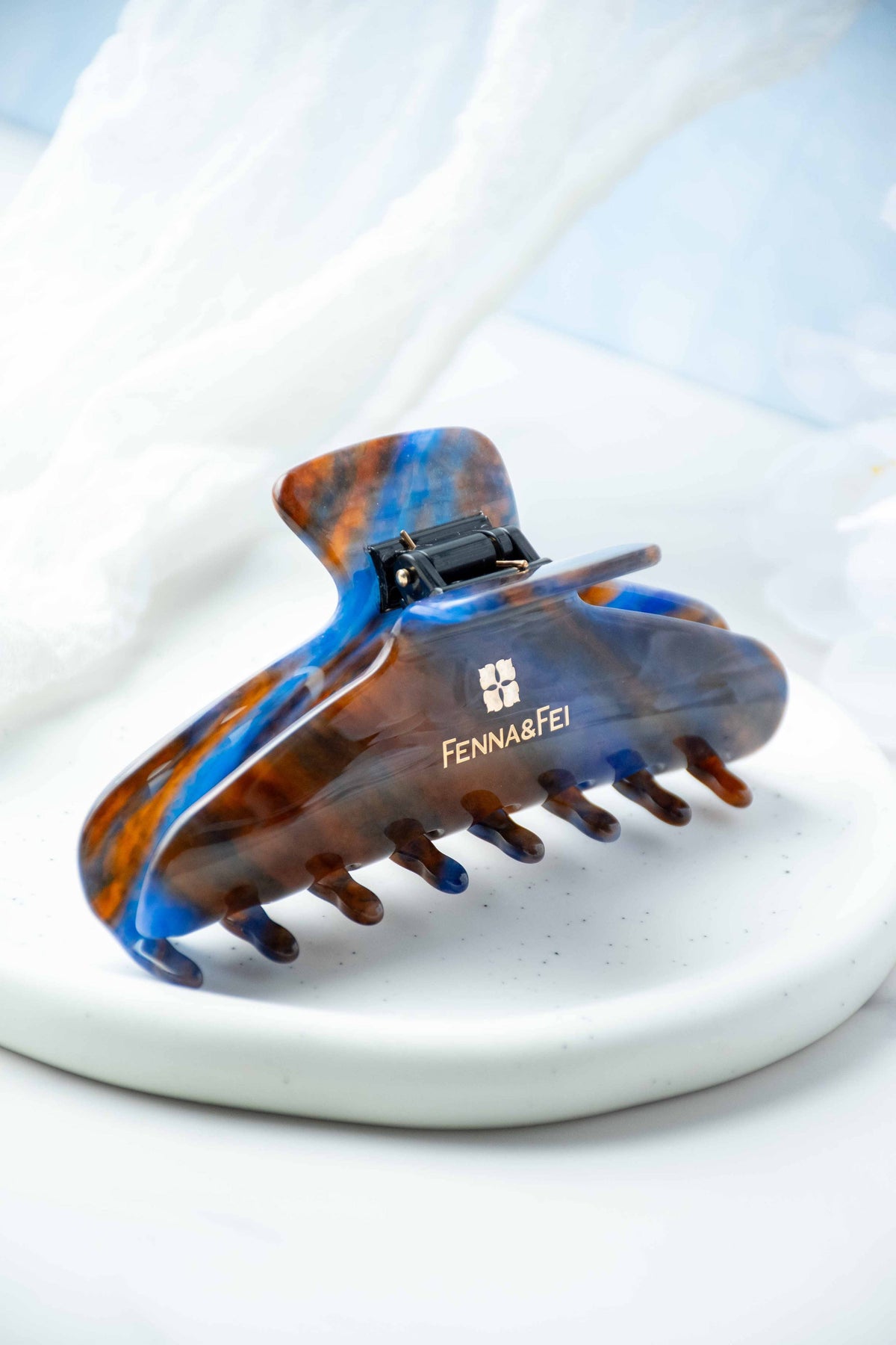 Glamour Grip Wave Claw | Blue Jasper - Blue Brown Orange | Fenna&Fei