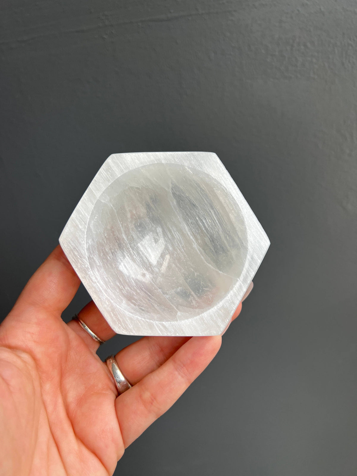 Selenite Hexagon Crystal Bowl | Sapphire &amp; Sage