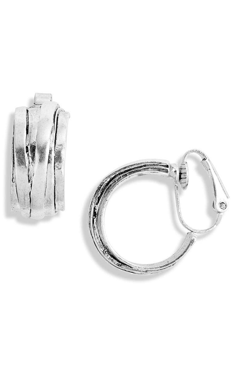 Clip-On Earring | Overlap Hoops - Silver | Karine Sultan