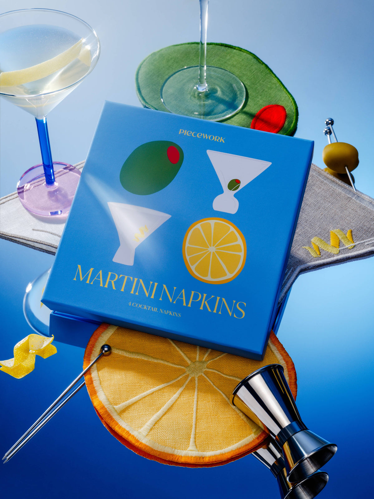 Martini Cocktail Napkins - Set Of 4 | Piecework Puzzles