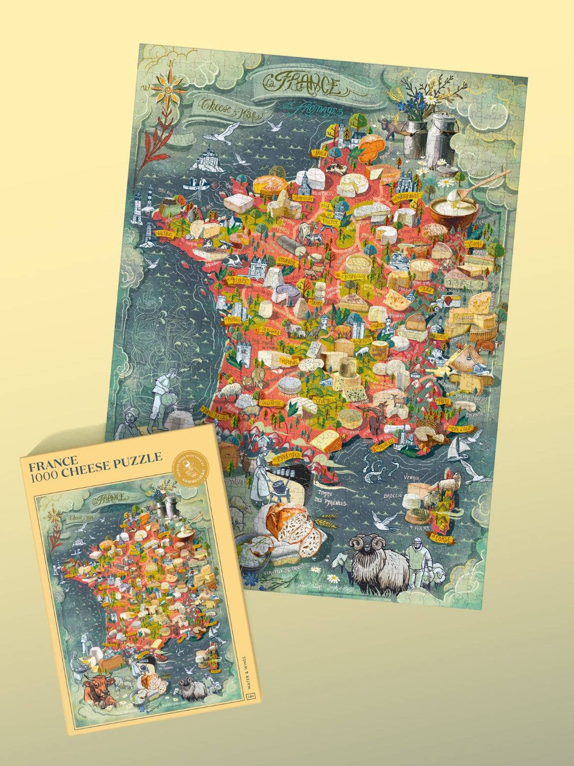 1000 Piece Cheese Puzzle | France | Water &amp; Wines