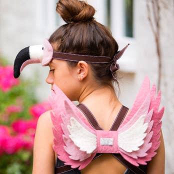 Children&#39;s Dressing Up Set | Alice Flamingo Head Dress and Wings | Sew Heart Felt