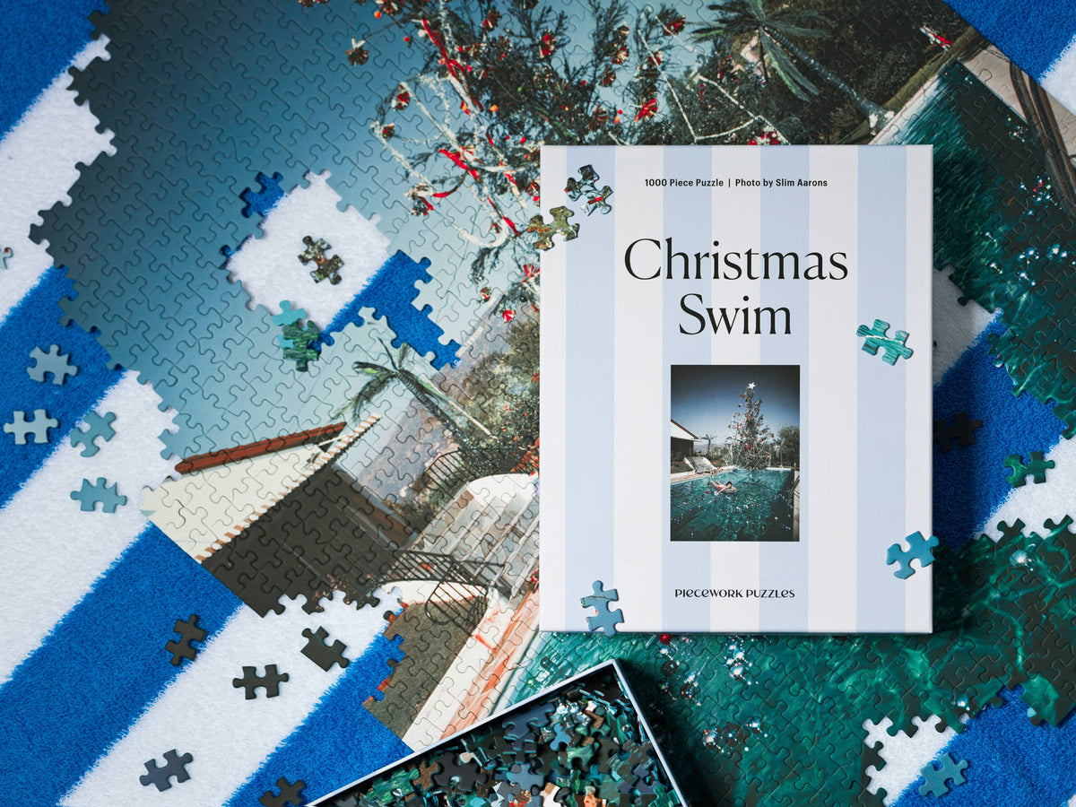 1000 Piece Puzzle | Christmas Swim - Slim Aarons Collab  | Piecework Puzzles