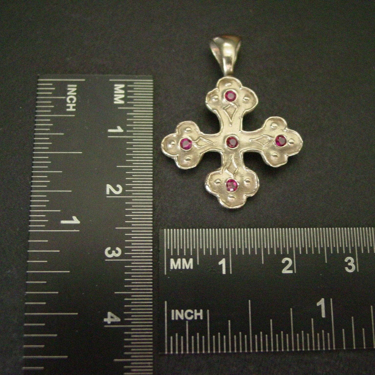 Pendant | Byzantine Cross With Garnet | Vis a Vis Jewelry