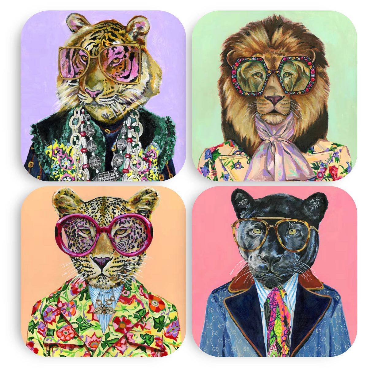 Coasters - Set of 4 | Big Cats | Tart by Taylor
