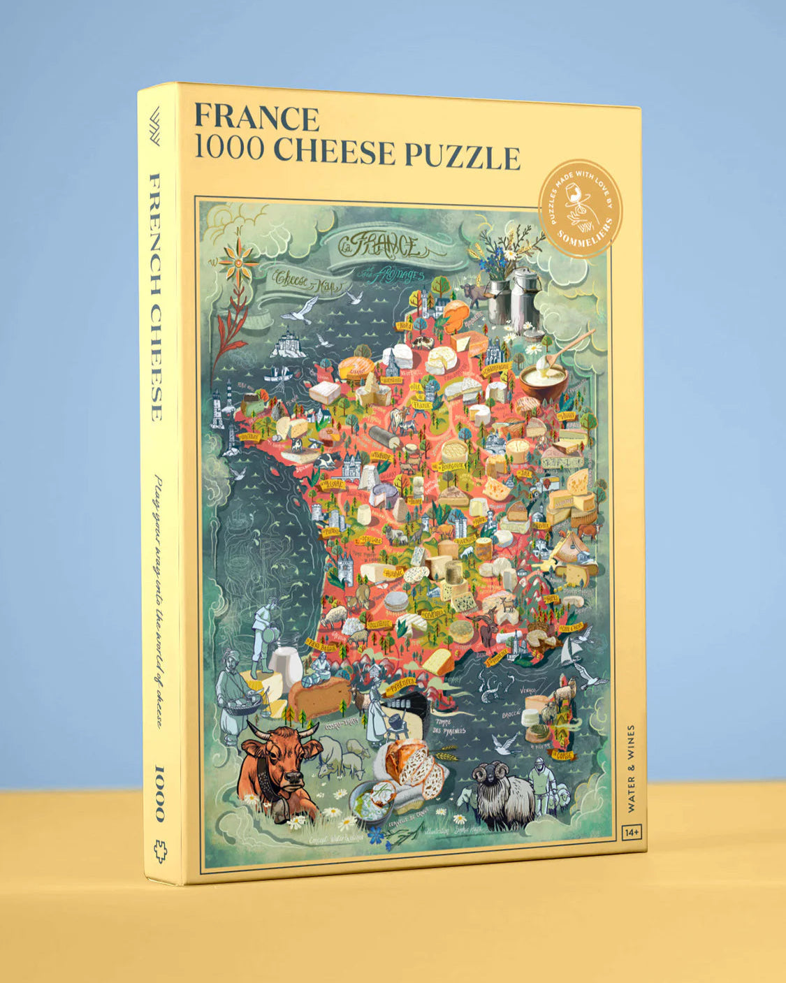 Box of France Cheese Puzzle with colorful illustration on a blue background