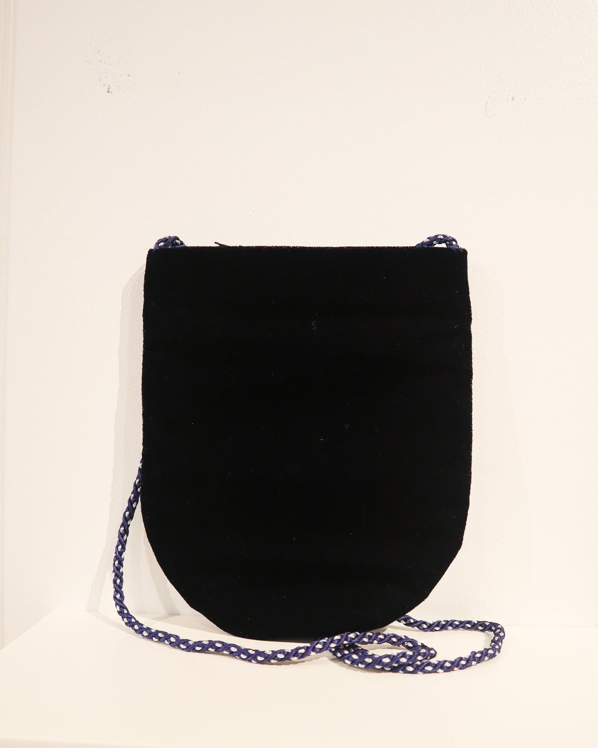 Crossbody Bag | Blue Embroidered Eiffel Tower | Navy Velvet &amp; Turquoise Beads | Mariam Zardozi