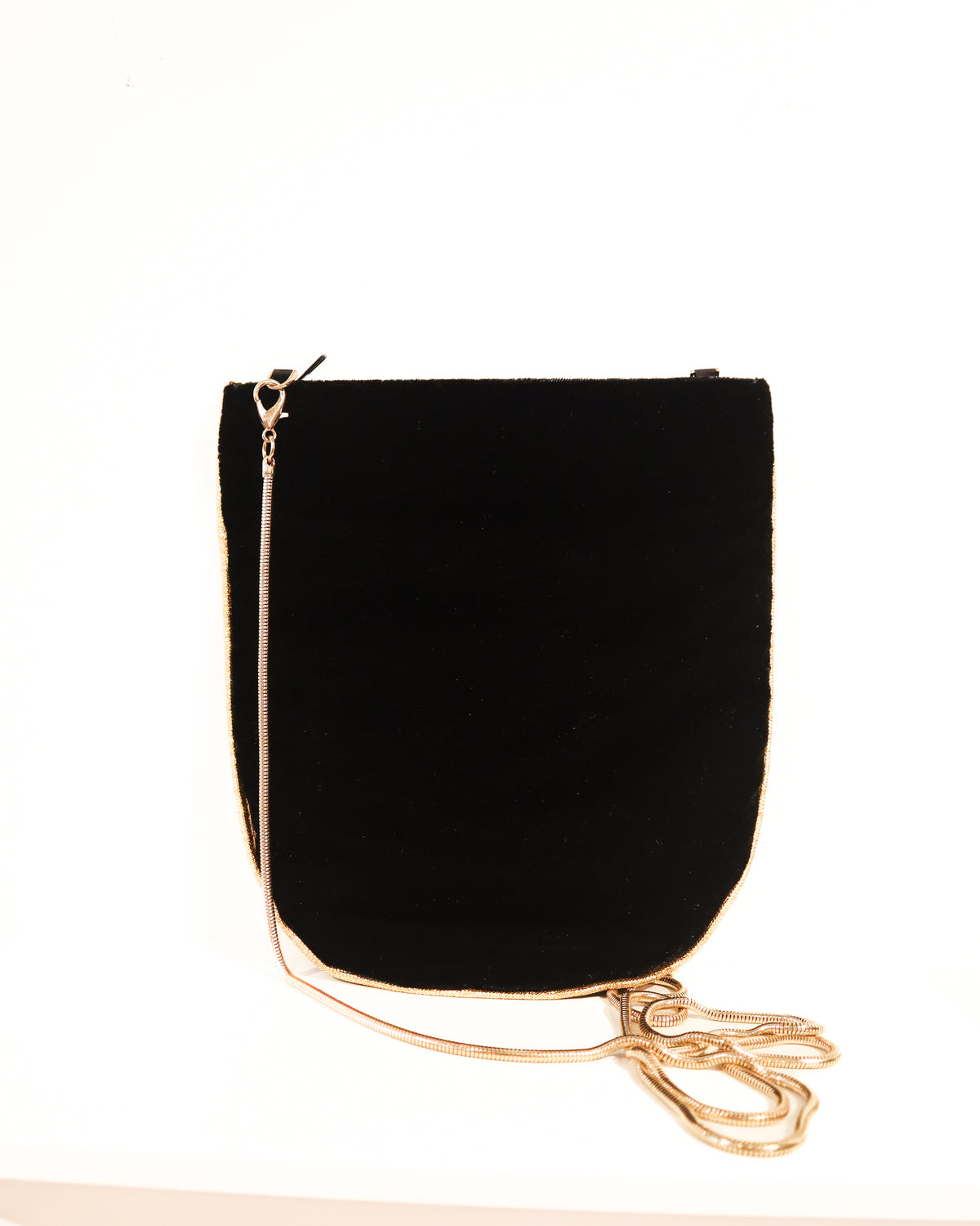 Crossbody bag | Gold Embroidered Fleur de Lis |  Black Velvet &amp; Cornelian | Mariam Zardozi