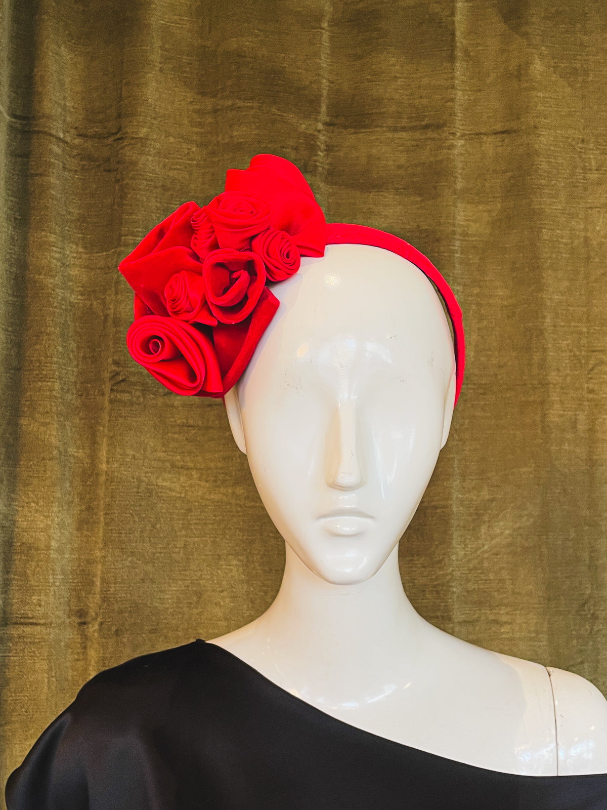 Dramatic Rose Headband | Velvet | Crimson