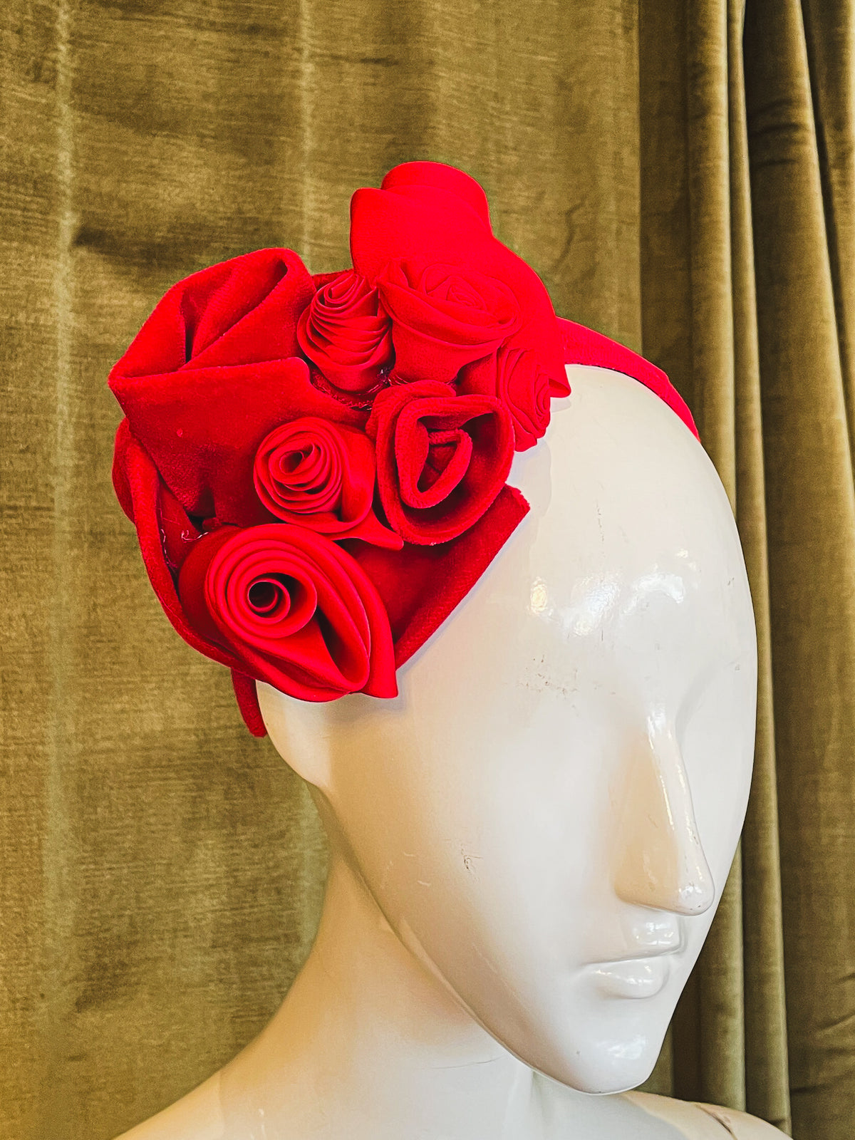 Dramatic Rose Headband | Velvet | Crimson