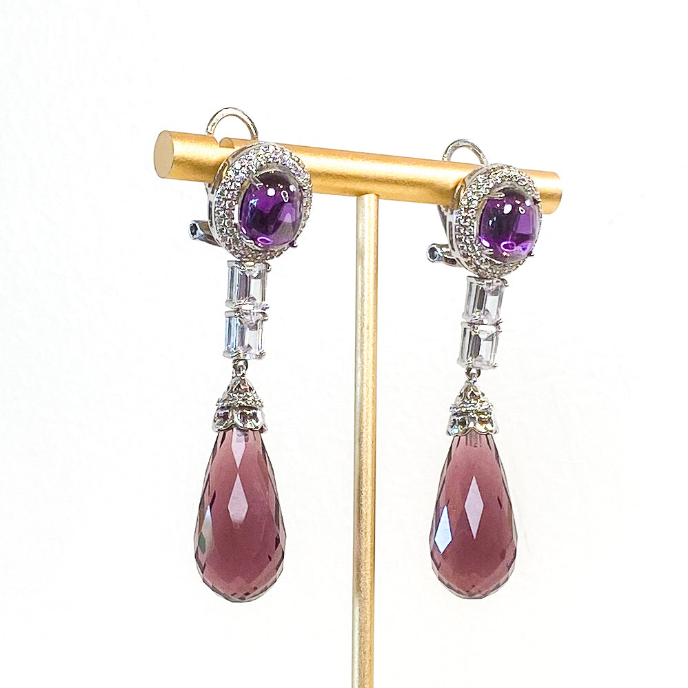 Earrings | Cabochon Crystal Drop | Amethyst