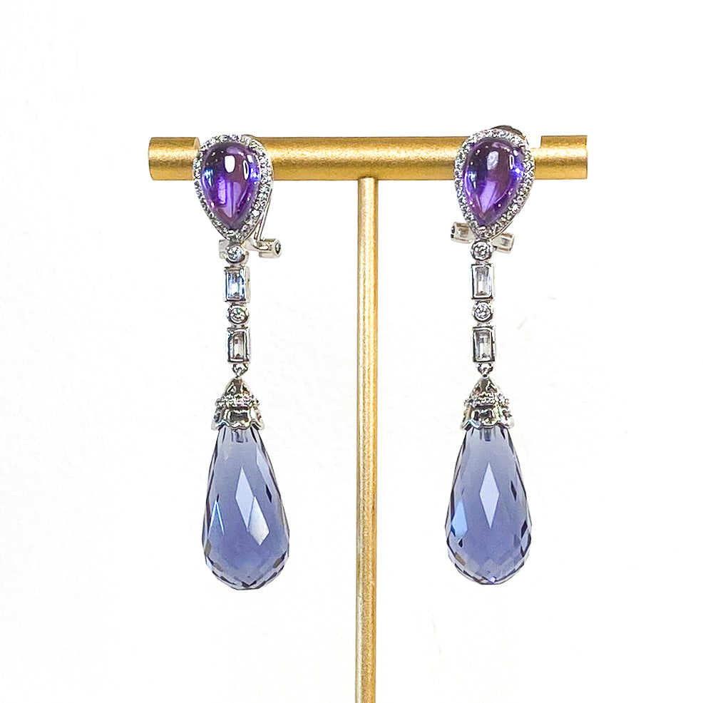 Earrings | Cabochon Crystal Drop | Light Amethyst | Mariam Zardozi