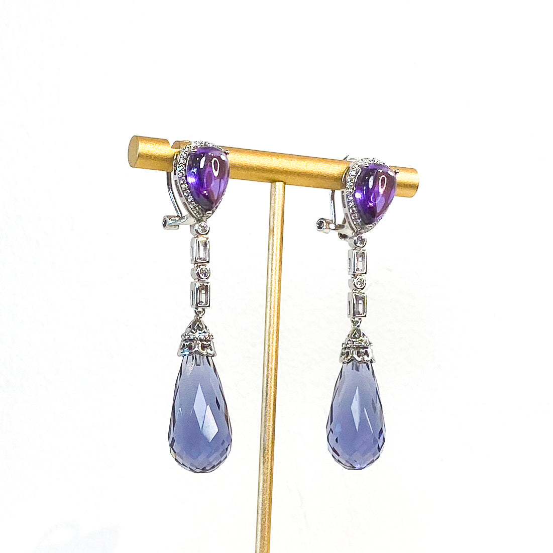 Earrings | Cabochon Crystal Drop | Light Amethyst | Mariam Zardozi