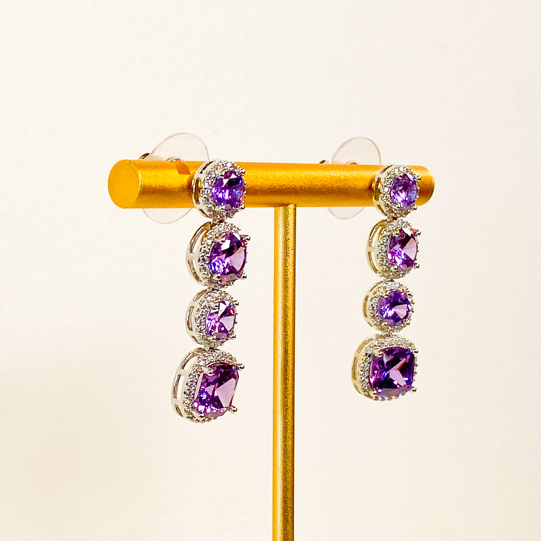 Earrings | Carré Crystal Drop | Amethyst | Mariam Zardozi